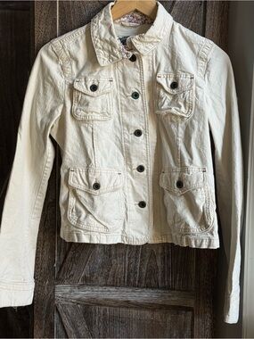 Ralph Lauren Polo Jeans Co vintage Cream Button-Front Casual Utility Jacket